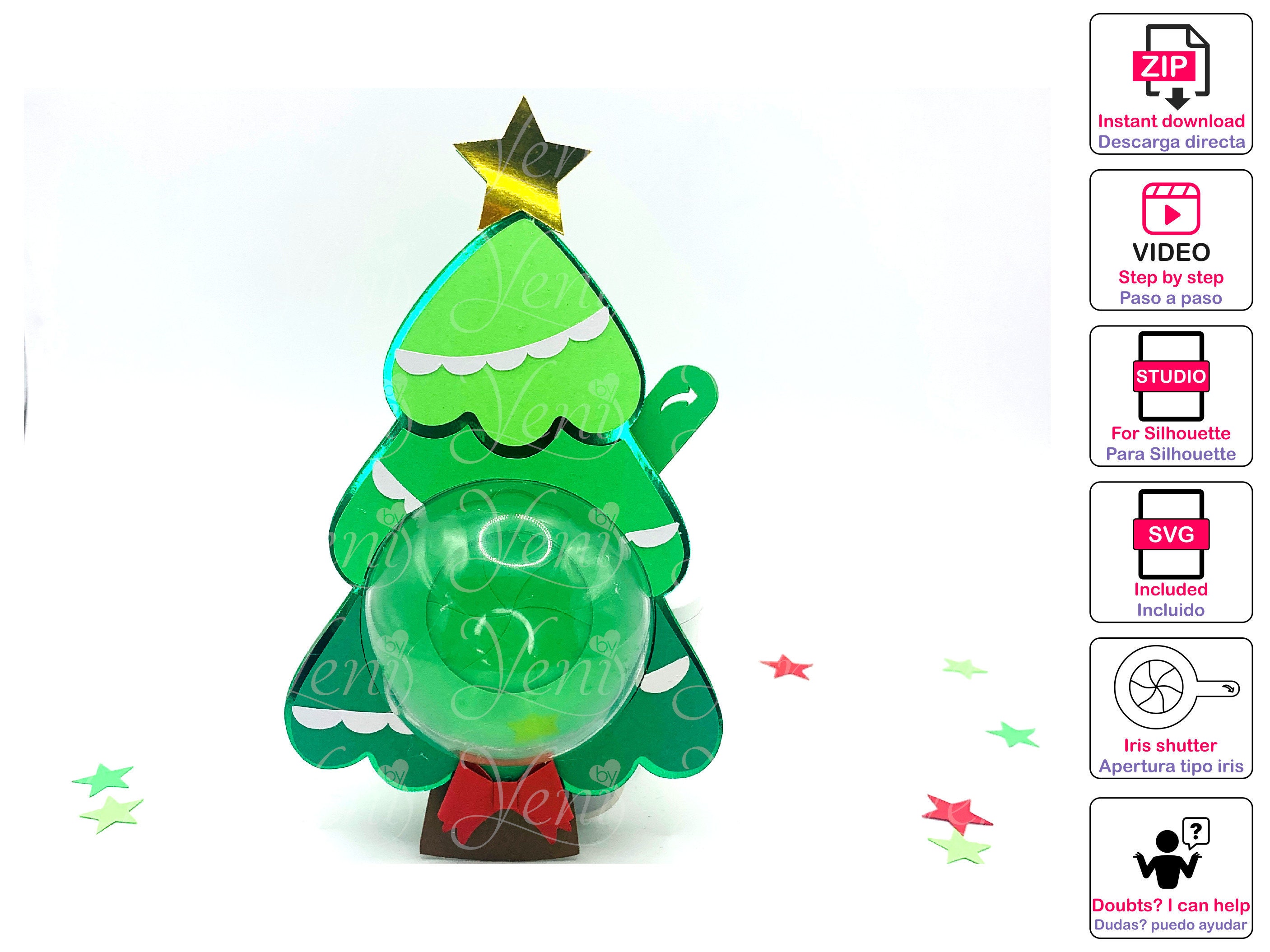 With Iris Shutter Christmas Tree Candy Holder Tree Ornament For 4.