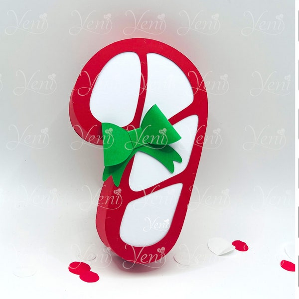 Cane Candy Box  with layers Lid/ projects for papercraft / Digital File - Studio, Svg/ Xmas /Navidad