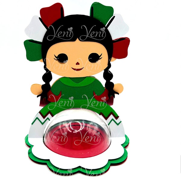 WITH Opening Door  Muñeca Maria Mexican Rag Doll candy holder - For 8cm / 3.15” Sphere - Digital Files  - svg -studio