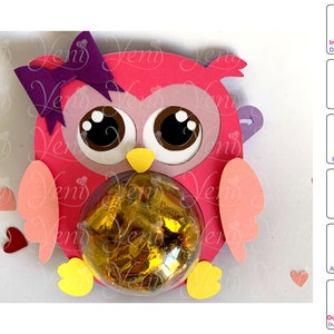 WITH Iris Shutter candy holder Owl- for 4 sizes domes - Digital Files - candy - Svg and Studio files - Layers gift - Valentine's day