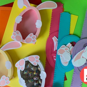 PDF file to print and cut by hand Bunny Easter Candy Box WITH Opening Mechanism/ Digital File