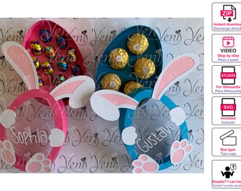 WITH LID Easter Bunny Egg Candy Box / Digital File SVG (cricut or scanandcut)- Studio (Silhouette)