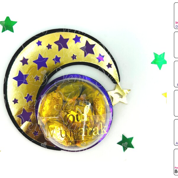 WITH Iris Shutter Ramadan Moon candy holder - For 8cm / 3.15” Sphere - Digital Files - candy - svg -studio - Eid Mubarak