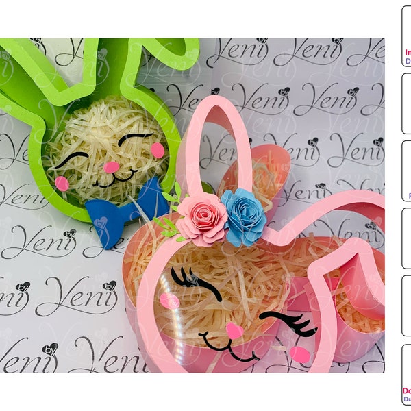 CON coperchio Bunny Head Candy Box / File digitale - Svg(cricut o scanandcut)- Studio (Silhouette) file - per ragazze e ragazzi