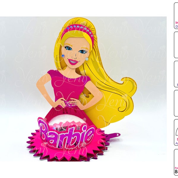 WITH Spoon Mechanism Barbie doll candy holder - For 8cm / 3.15” Sphere - Digital Files  - svg -studio