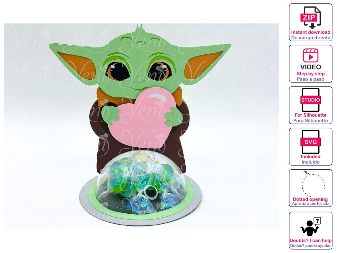 WITH Dotted Opening Baby Yoda Candy Holder for 4 Domes Sizes Digital