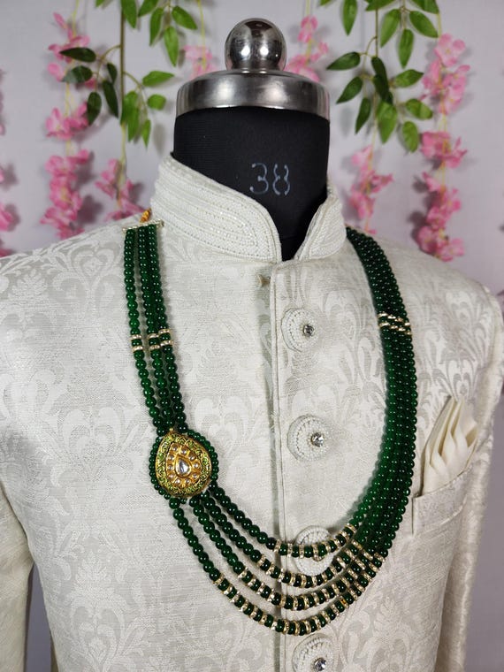 Emerald Wedding Necklace: Maharaja King Style, Indian Groom Jewelry