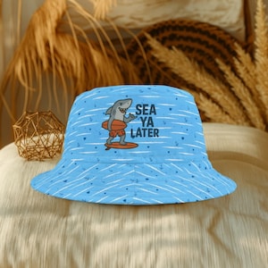 Cute Shark Bucket Hat Women | Kids Polyester Sun Hat Beach Holiday Travel | Summer Vacation Festival Boho Style Accessory | Made in USA