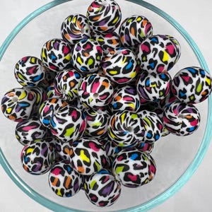 15 mm große bunte Leoparden bedruckte Silikon Perlen