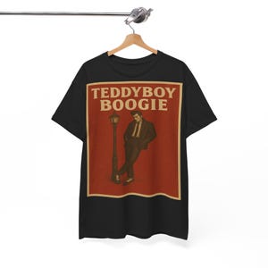 Teddyboy Boogie Retro Tee, Rockabilly T-Shirt, Greaser Style Shirt, Vintage Rock &#39;n&#39; Roll Top, 1950s Music Lover Gift