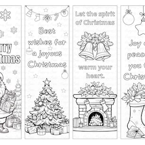 12 Mallesezeichen Weihnachtsmalseiten Digitaler Download Weihnachten Druckbares Lesezeichen Weihnachtsbastelaktivität Weihnachtsgeschenk