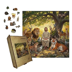 Christian puzzle, gift decor, wall art wood toy. Wooden puzzle Forest of Enlightenment.
