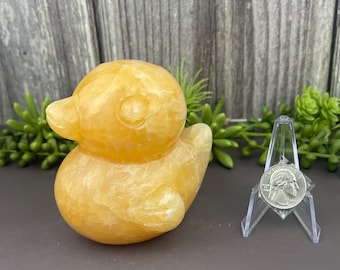 Yellow Calcite Duck Carving