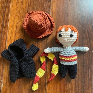 Hexen- und Zauberersammlung Häkelpuppe - Abnehmbare Kleidung-Plüsch-Puppe, Zauberer-Jungen-Puppe, Hexen-Mädchen-Puppe, Amigurumi-Plüsch-Puppe