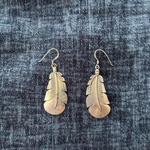 E. Yazzie Sterling Silver Feather Earrings
