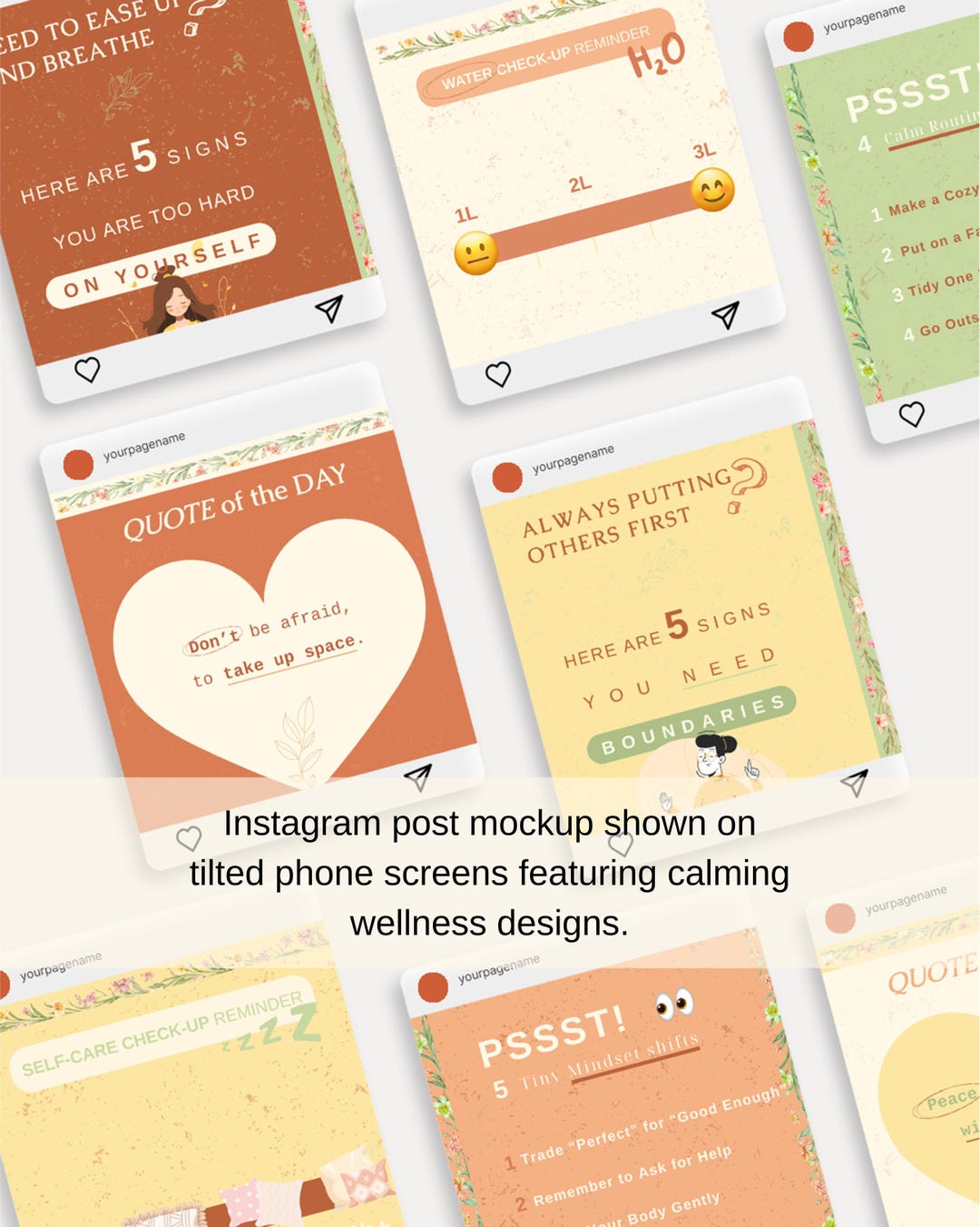Instagram Post Templates | Mental Health & Self-care Canva Kit - Etsy