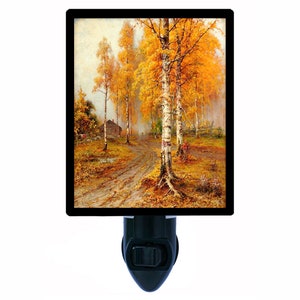 Golden Autumn – Fall Tree Photo Night Light – Autumn Leaves Plug In Light – Cozy Home Decor – Free Switchable Insert Included