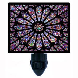 Notre Dame North Rose Window – France Religious Night Light – Gothic Plug In Light – Spiritual Home Decor – Free Switchable Insert