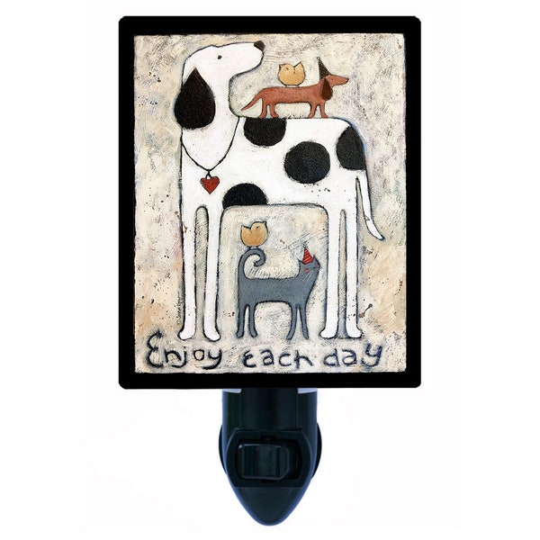 Decorative Photo Night Light, Enjoy Each Day, Dogs, Cats, Pets. Also Includes a FREE Switchable Insert.