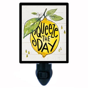 Decorative Photo Night Light, Squeeze the Day, Kitchen Night Light, Lemons. Also Includes a FREE Switchable Insert.