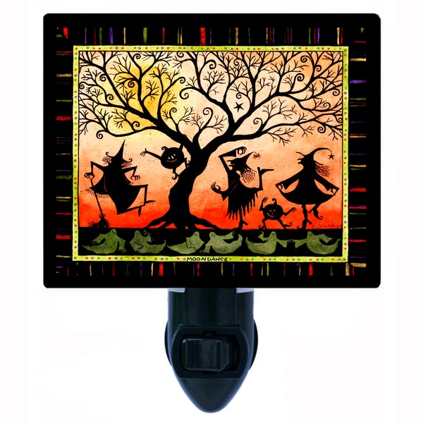 Halloween Decorative Photo Night Light, Moondance, Trick or Treat, Silhouette. Also Includes a FREE Switchable Insert.