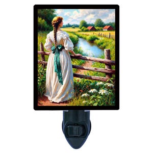 Watching Summer – European Countryside Plug-In Night Light | Cottage Garden Pastoral Decor | Farmhouse Style | FREE Switchable Insert