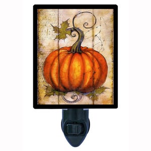 Pumpkin Charm – Fall Autumn Night Light – Seasonal Home Decor – Cozy Plug In Accent Light – Free Switchable Insert Included
