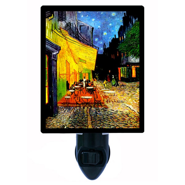 Decorative Photo Night Light, Cafe Terrace at Night, Vincent Van Gogh. Also Includes a FREE Switchable Insert.