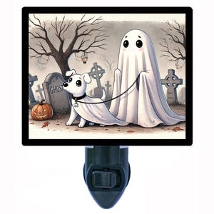 Ghost Dog Walk – Cemetery Night Light – Spooky Plug In Light – Halloween Home Decor – Free Switchable Insert Included