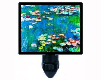 Decorative Photo Night Light, Water Lilies, Claude Monet, Old Masters. Also Includes a FREE Switchable Insert.