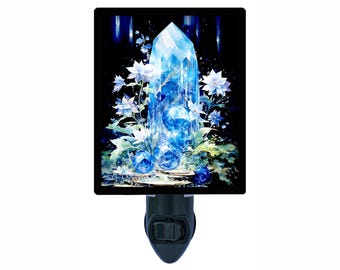 Crystal Bloom – Stones and Crystals Night Light – Healing Plug In Light – Spiritual Home Decor – Free Switchable Insert Included