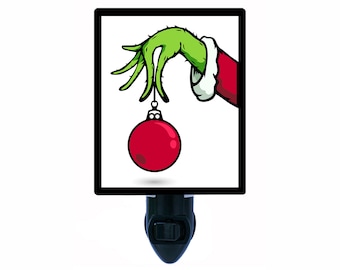 Christmas Photo Night Light, Grinch Ornament. Also Includes a FREE Switchable Insert.