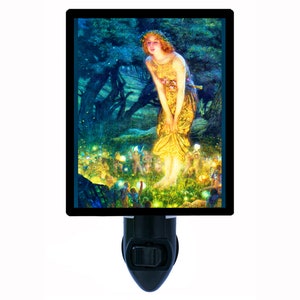 Decorative Photo Night Light, Midsummer Eve, Old Masters, Fairies, Edward Robert Hughes. Also Includes a FREE Switchable Insert.