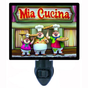 Mia Cucina 2 – Chefs Pizza Kitchen Night Light – Italian Italy Plug In Light – Cozy Home Decor – Free Switchable Insert Included