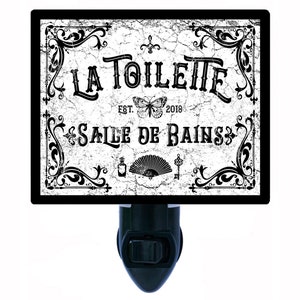 La Toilette – Bathroom Night Light – French France Plug In Light – Cozy Home Decor – Free Switchable Insert Included