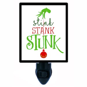 Stink Stank Stunk – Funny Grinch Christmas Night Light – Holiday Plug In Light – Festive Winter Home Decor – Free Switchable Insert Included