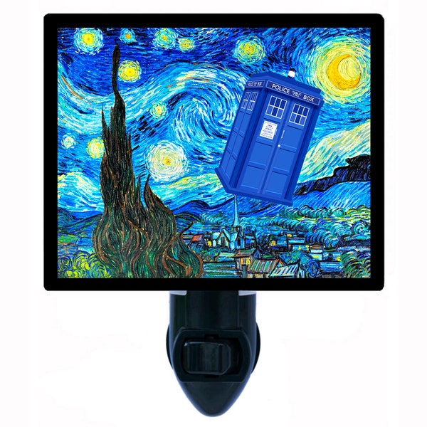 Decorative Photo Night Light, Dr. Who Starry Night, Fantasy, Van Gogh. Also Includes a FREE Switchable Insert.