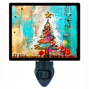 Festive Tidings – Christmas Tree Night Light – Holiday Plug In Light for Winter Home Decor – Seasonal Accent – Free Insert Included