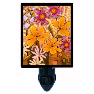 A Little Sunshine – Colorful Flowers Garden Night Light – Floral Plug In Light – Cozy Home Decor – Free Switchable Insert Included