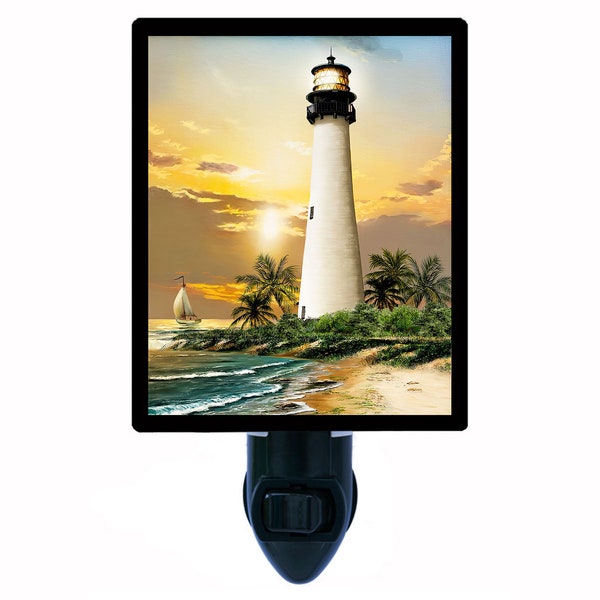 Decorative Photo Night Light, Cape Florida Lighthouse. Also Includes a FREE Switchable Insert.