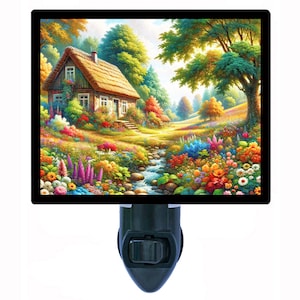 Blossom Bliss – Cottage Garden Flowers Night Light – Floral Plug In Light – Cozy Home Decor – Free Switchable Insert Included