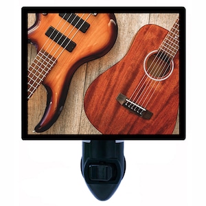 What to Choose – Music Night Light – Electric and Acoustic Guitars Decor – Musical Plug In Accent – Free Switchable Insert Included