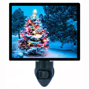Snow Glow – Christmas Tree Night Light with Lights – Holiday Plug In Light – Festive Winter Home Decor – Free Switchable Insert Included