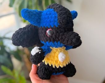 Blauwe Fighting Wolf gehaakte pluche | Gamercadeau | Handgemaakt speelgoed