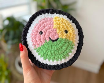 Gehaakte knuffel sushirol | Handgemaakt amigurumi-voedselspeelgoed