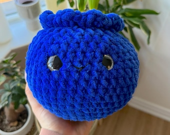 Jumbo blauwe bes pluche | Gehaakt amigurumi voedsel | Speelgoedvoedsel | Fruitkussen