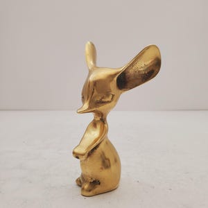 Vintage Brass Mouse Figurine Big Ears Paperweight 5 in - Vintage Solid Brass Mouse Big Ears Paper Weight 5.&quot; Tall