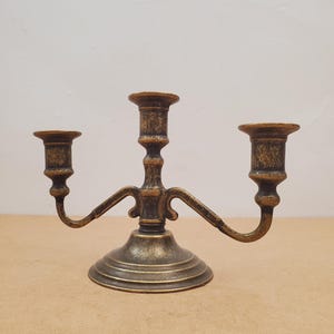 vintage brass 3 arm candle holder 3 branch brass burnished candlestick antique Candelabrum retro candle stand home decor
