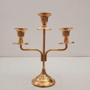 Vintage Solid Brass 3 Arm Candelabra Candleabra Taper Candlestick Made in India - Vintage 3 Tier Brass Candle Holder Gold Metal Candelabras