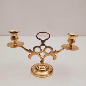 Vintage Solid Brass 2-Arm Candelabra – Elegant Tow Candle Holder – Mid-Century Classic Décor
